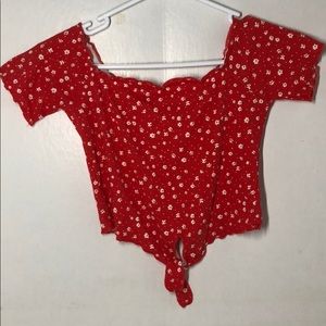 Red flower crop top from PacSun